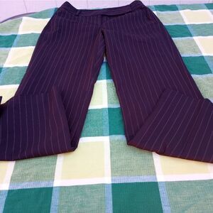 DKNY City 6P Brown Striped Full Length Zipper Pockets Women's Pants